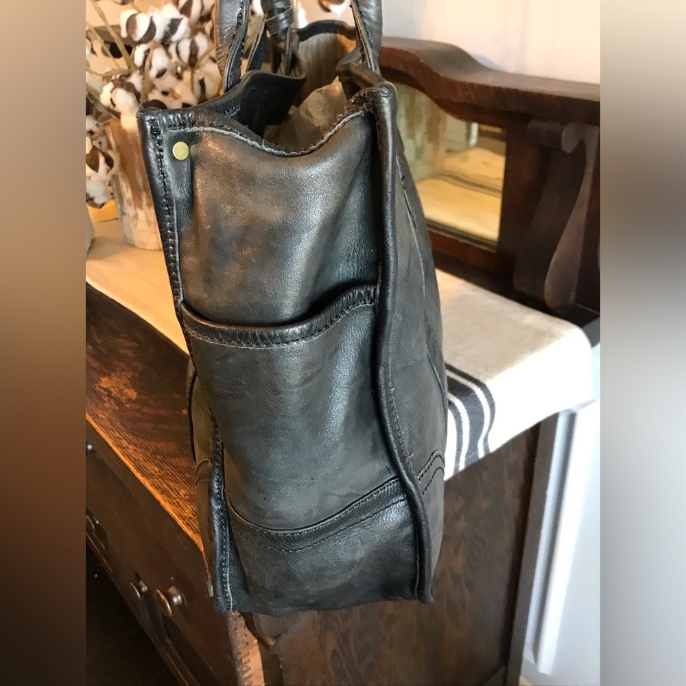 Frye Campus Dakota Leather Marbled Black Tote Shopper Shoulder Bag $378 - Picture 5 of 15